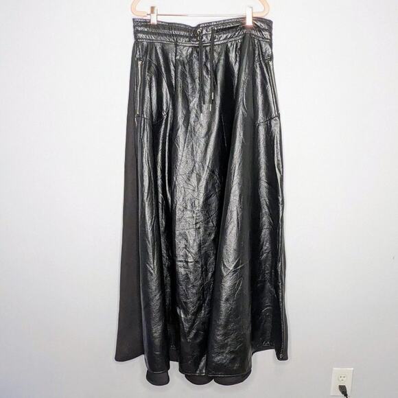 Nuuts Dresses & Skirts - Nuuts Black Faux Leather Neoprene Maxi Skirt Zip Pockets Y2K Goth Club Kid 2XL